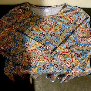 North Style Women's Multicolor Paisley Print Top Tank Plus Size 1X 3/4 Sleeve